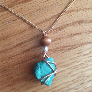 Teal and Copper Earth Lacquer Gem Necklace…5